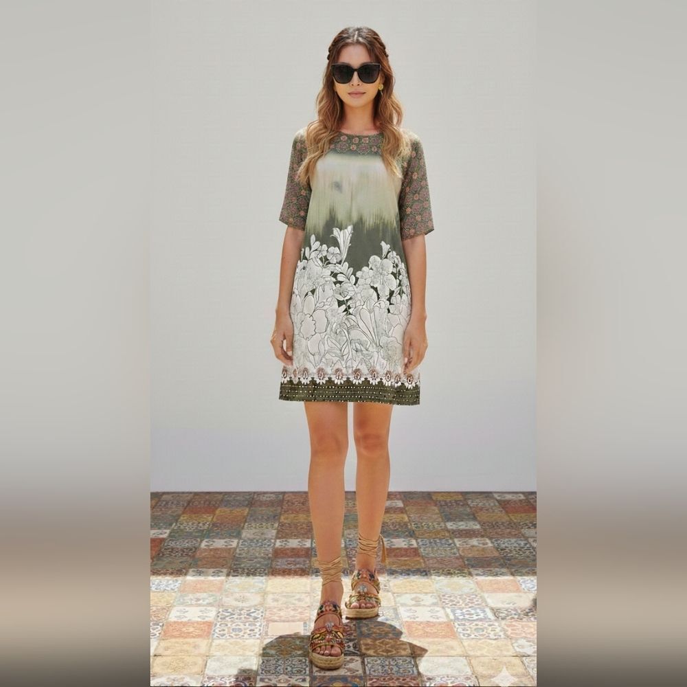 Farm Rio Shift Dress Short Sleeve Floral Small
